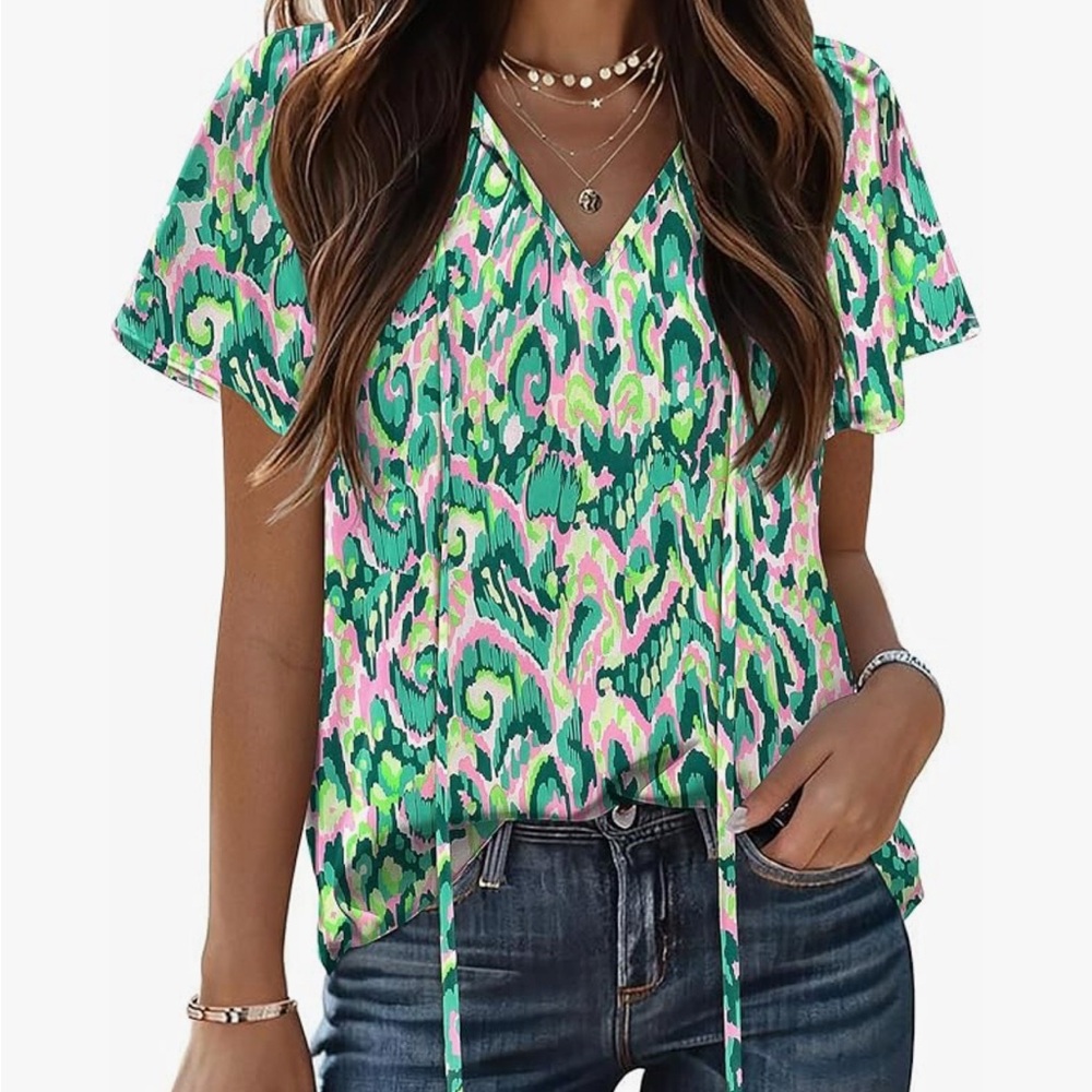 NWT Hotouch | Women’s Pink/Green Blouse sz XXL